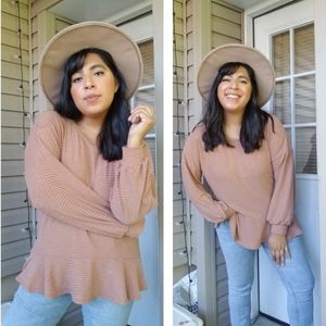 KEEPING IT REAL NUDE PEACH TUNIC TOP